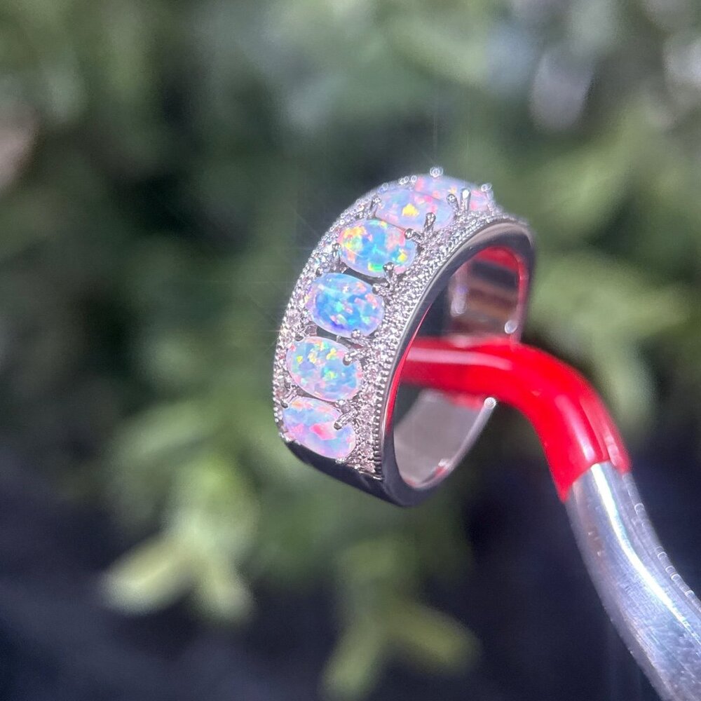 Silver Colored Opals Ring - Picture 4 of 10